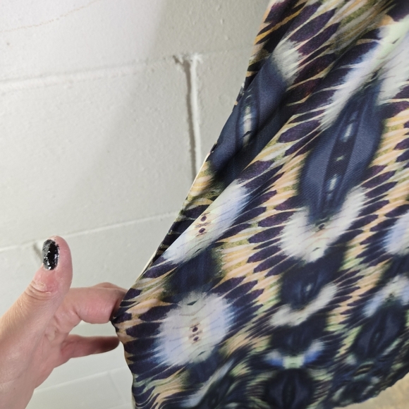 Lavender Brown Mosaic Scarf Print Racerback Tank Silk Dress - Picture 7 of 11